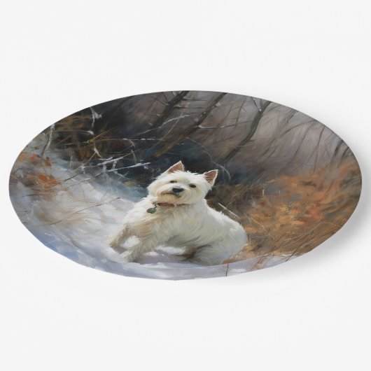 West Highland White Terrier laat het sneeuwen Kers Papieren Bordje (Gekanteld)
