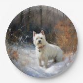 West Highland White Terrier laat het sneeuwen Kers Papieren Bordje (Voorkant)