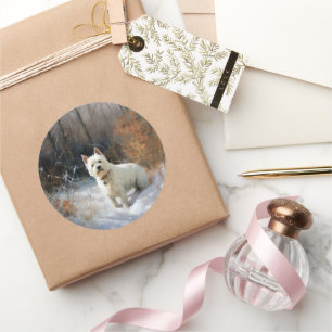 West Highland White Terrier laat het sneeuwen Kers Ronde Sticker