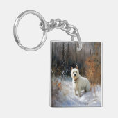 West Highland White Terrier laat het sneeuwen Kers Sleutelhanger (Voorkant Links)