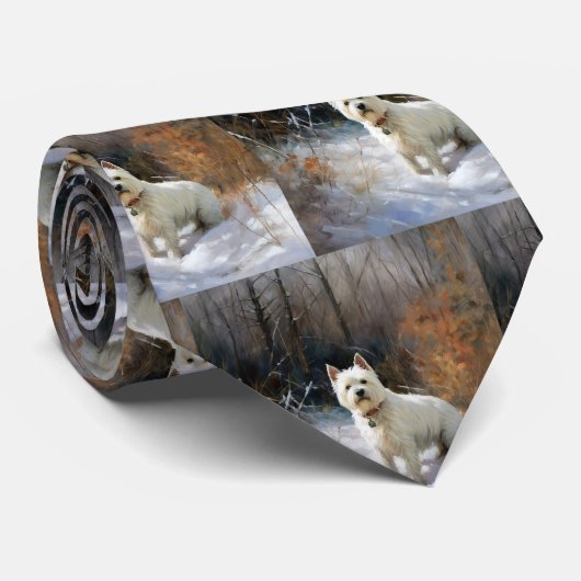 West Highland White Terrier laat het sneeuwen Kers Stropdas (Opgerold)