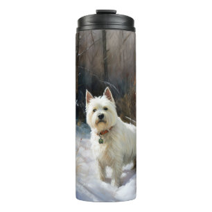 West Highland White Terrier laat het sneeuwen Kers Thermosbeker