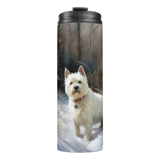 West Highland White Terrier laat het sneeuwen Kers Thermosbeker (Voorkant)