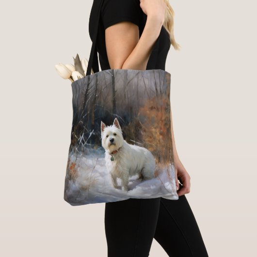West Highland White Terrier laat het sneeuwen Kers Tote Bag (Dichtbij)