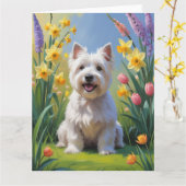 West Highland White Terrier Lente Bloemen  Kaart (Gele Bloem)