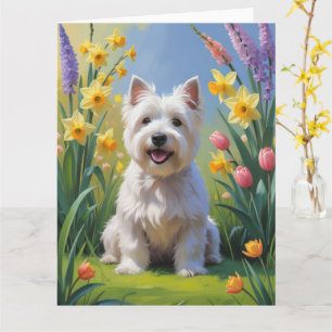 West Highland White Terrier Lente Bloemen  Kaart