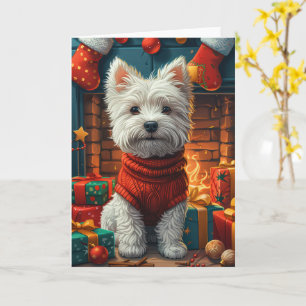 West Highland White Terrier met kerstcadeaus  Kaart