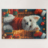 West Highland White Terrier met kerstcadeaus Legpuzzel (Horizontaal)