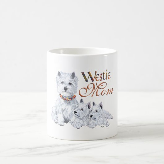 West Highland White Terrier Moeder & Pups Koffiemok (Center)