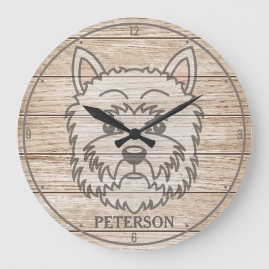 West Highland White Terrier NAME Westie Puppy Dog Grote Klok (Voorkant)