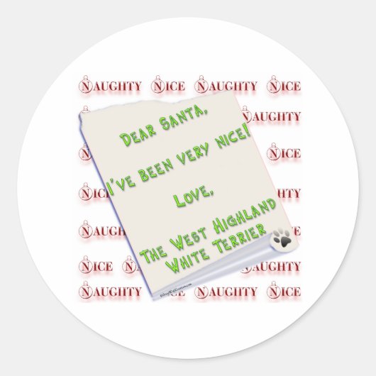 West Highland White Terrier Naught... - Sticker (Voorkant)