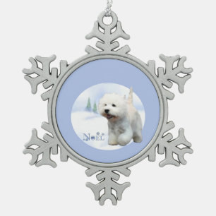 West Highland White Terrier Noel Sleutelhanger Tin Sneeuwvlok Ornament