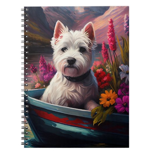 West Highland White Terrier op boot Notitieboek (Voorkant)