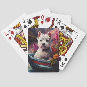 West Highland White Terrier op boot Pokerkaarten