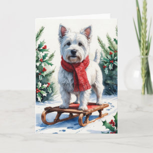 West Highland White Terrier op slee waterverfteken Kaart