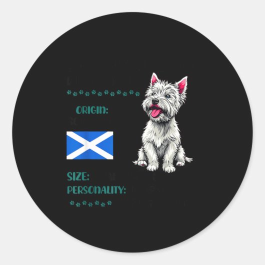 West Highland White Terrier Origin Funny Westie Do Ronde Sticker (Voorkant)