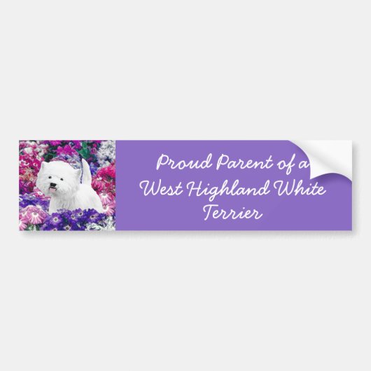 West Highland White Terrier Painting Dog Art Bumpersticker (Voorkant)