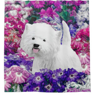 West Highland White Terrier Painting Dog Art Douchegordijn