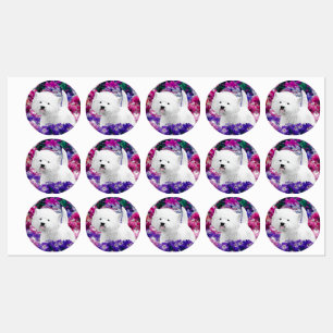 West Highland White Terrier Painting Dog Art Labels