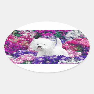 West Highland White Terrier Painting Dog Art Ovale Sticker