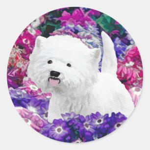 West Highland White Terrier Painting Dog Art Ronde Sticker