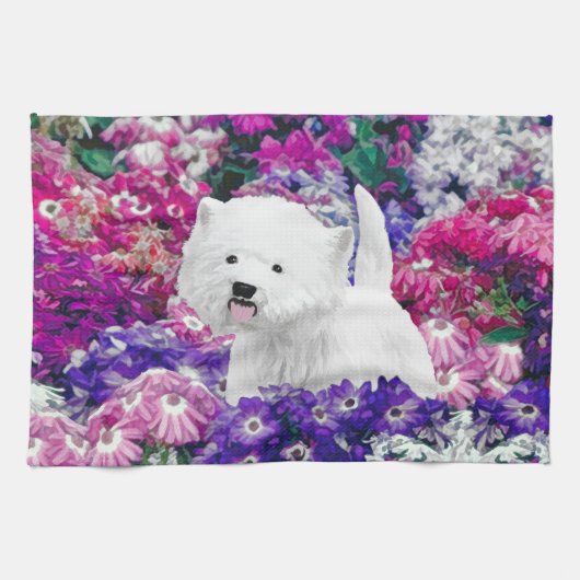 West Highland White Terrier Painting Dog Art Theedoek (Horizontaal)