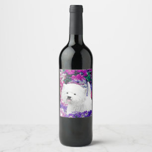 West Highland White Terrier Painting Dog Art Wijn Etiket