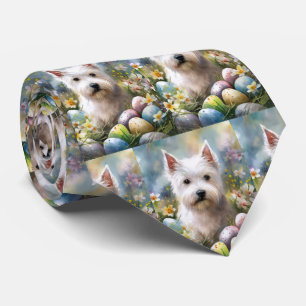 West Highland White Terrier Pasen Eieren Vakantie Stropdas
