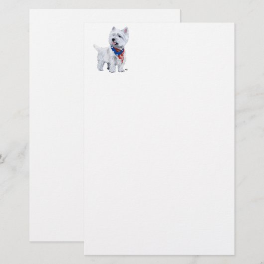 West Highland White Terrier Patriotic Briefpapier (Voorkant / Achterkant)