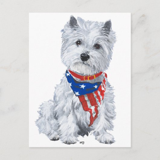 West Highland White Terrier Patriottisch Briefkaart (Voorkant)
