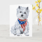 West Highland White Terrier Patriottisch Kaart (Gele Bloem)