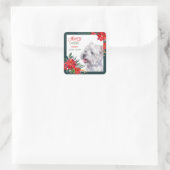West Highland White Terrier Poinsettia Border Vierkante Sticker (Tas)