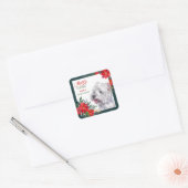 West Highland White Terrier Poinsettia Border Vierkante Sticker (Envelop)