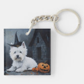 West Highland White Terrier Pompoen Halloween Sleutelhanger (Achterkant)