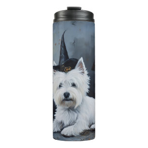 West Highland White Terrier Pompoen Halloween Thermosbeker