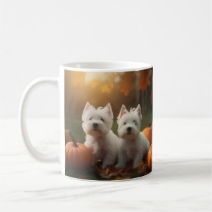 West Highland White Terrier Puppy Herfst Pompoen Koffiemok