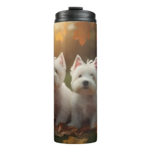 West Highland White Terrier Puppy Herfst Pompoen Thermosbeker