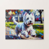 West Highland White Terrier Puzzel: Witte Westie Legpuzzel (Horizontaal)