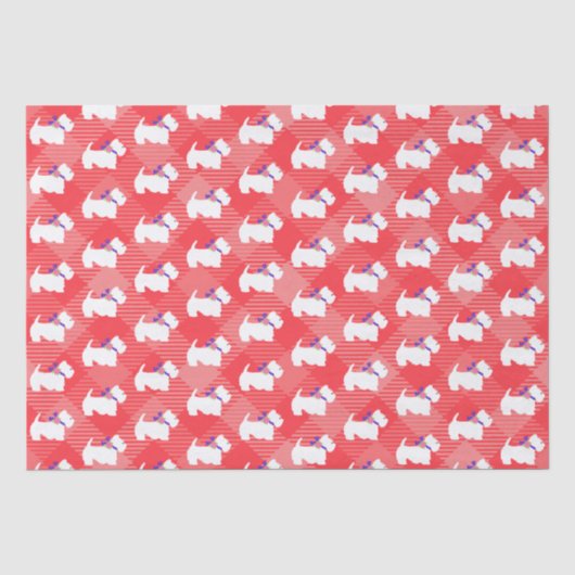 West Highland White Terrier Red Plaid Tissuepapier (Voorkant)