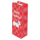 West Highland White Terrier Red Plaid Wijn Cadeautas (Voorkant Gekanteld)