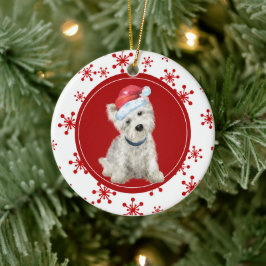 West Highland White Terrier Red Snowflake Keramisch Ornament