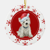 West Highland White Terrier Red Snowflake Keramisch Ornament (Voorkant)