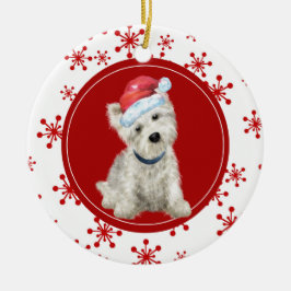 West Highland White Terrier Red Snowflake Keramisch Ornament