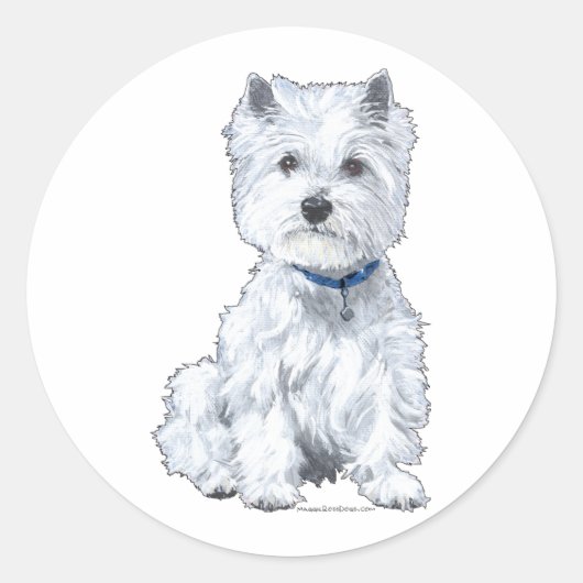West Highland White Terrier Ronde Sticker (Voorkant)