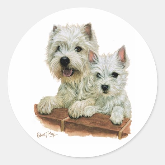 West Highland White Terrier Ronde Sticker (Voorkant)