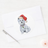 West Highland White Terrier Santa Claus Ronde Sticker (Envelop)