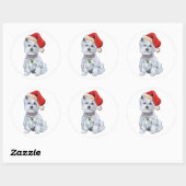West Highland White Terrier Santa Claus Ronde Sticker (Vel)