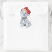 West Highland White Terrier Santa Claus Ronde Sticker (Tas)