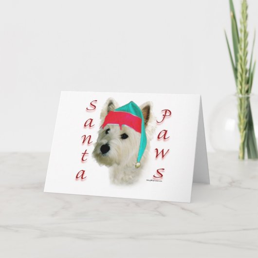 West Highland White Terrier Santa Paws Holiday Car Feestdagen Kaart (Voorkant)