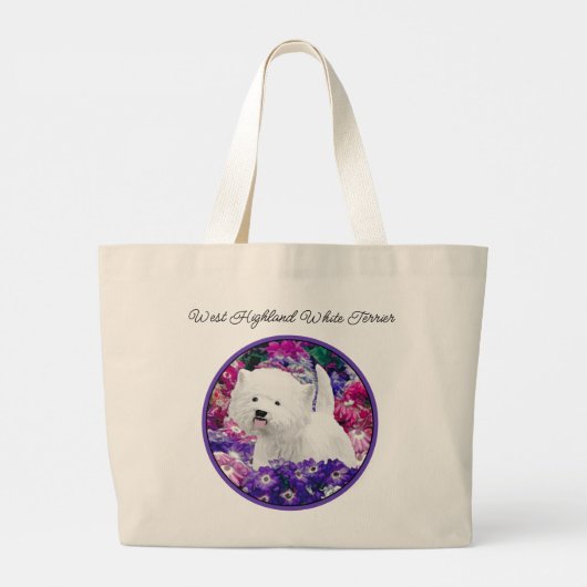 West Highland White Terrier schilderij Westie Dog Grote Tote Bag (Achterkant)